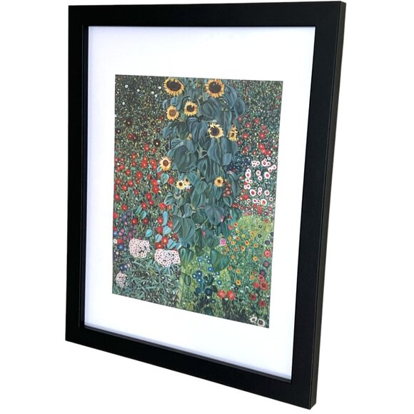 KLIMT Framed Print on Canvas "Farm Garden with Sunflowers" Mat--Ready to Hang - Picture 7 of 11